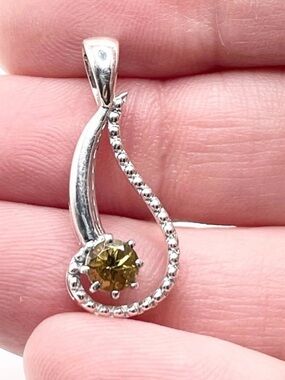 Sterling Silver Yellow Tourmaline Teardrop Pendant